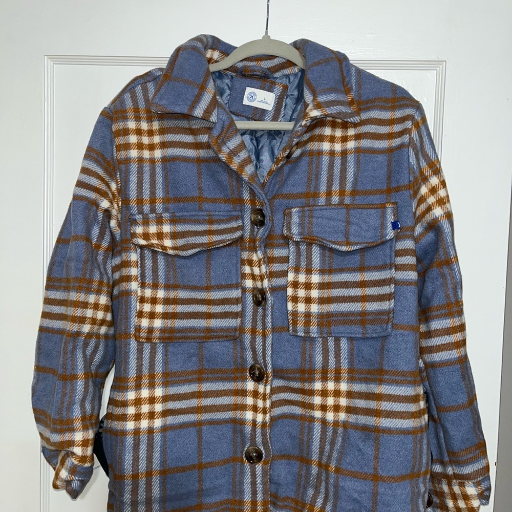 Hurley Blue and Brown Plaid Women's Jacket